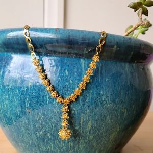 Filigree flower detail gold plated necklace